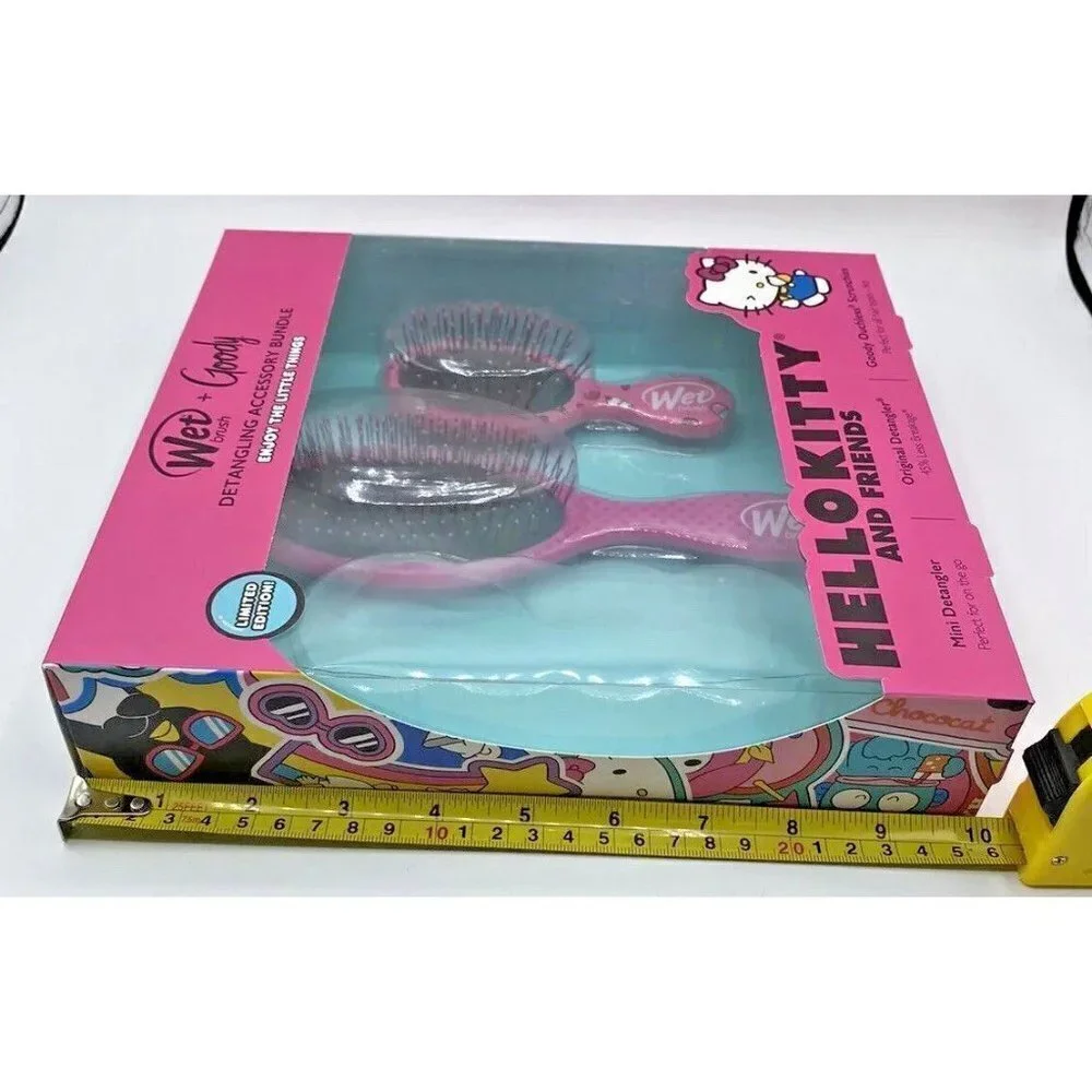 Sanrio Hello Kitty Wet Brush Original Detangler Girls Hair Brush Set No Ties